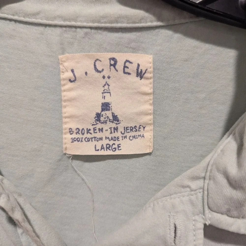 J. Crew Men's Size Large Broken In Jersey 100% Cotton‎ Light Green Polo Shirt